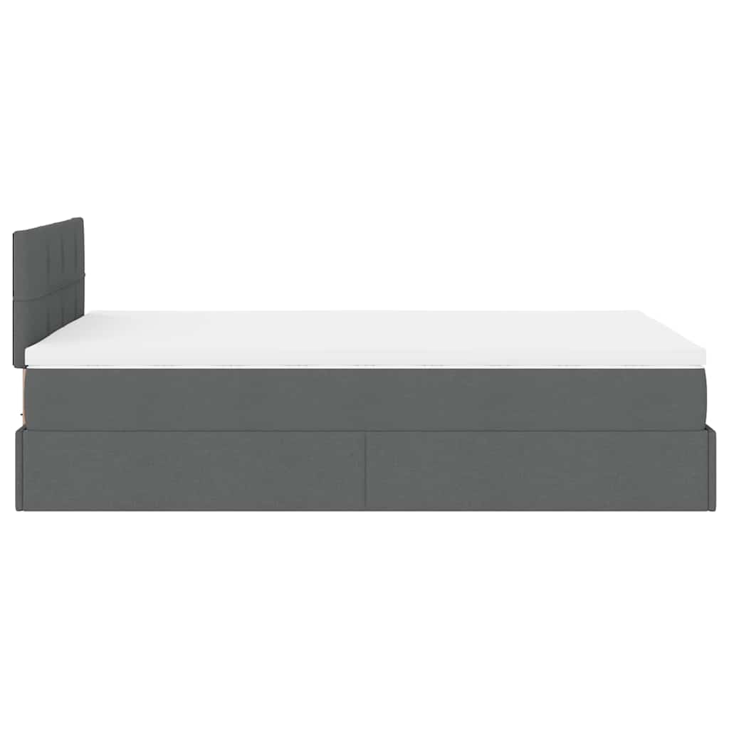vidaXL Łóżko otomana z materacem i LED, ciemnoszary, 120x190cm tkanina