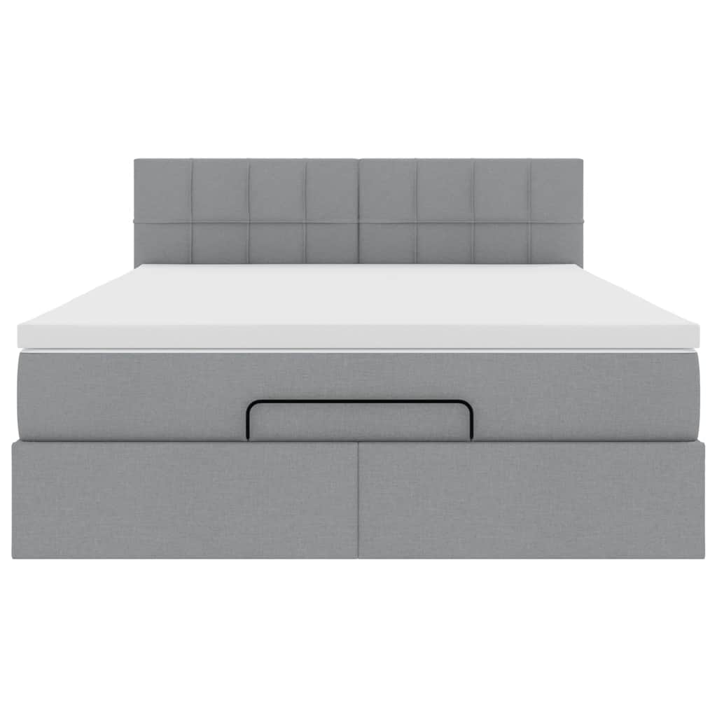 vidaXL Łóżko Ottoman z materacem i diodami LED Jasnoszary 140x190 cm