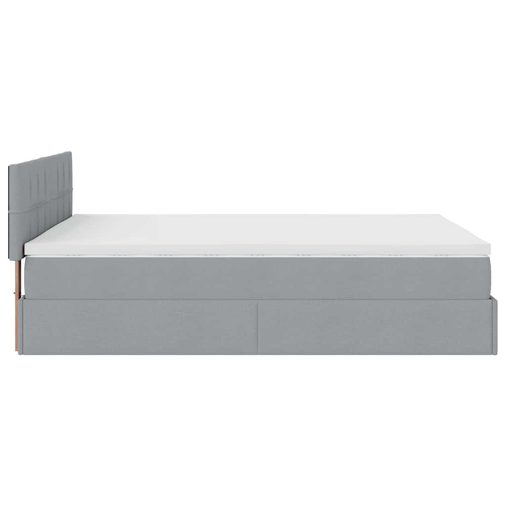 vidaXL Łóżko Ottoman z materacem i diodami LED Jasnoszary 140x190 cm