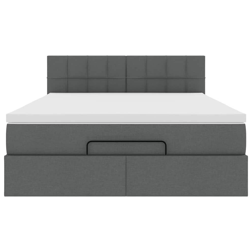 vidaXL Łóżko Ottoman z materacem i diodami LED Ciemnoszary 140x190 cm