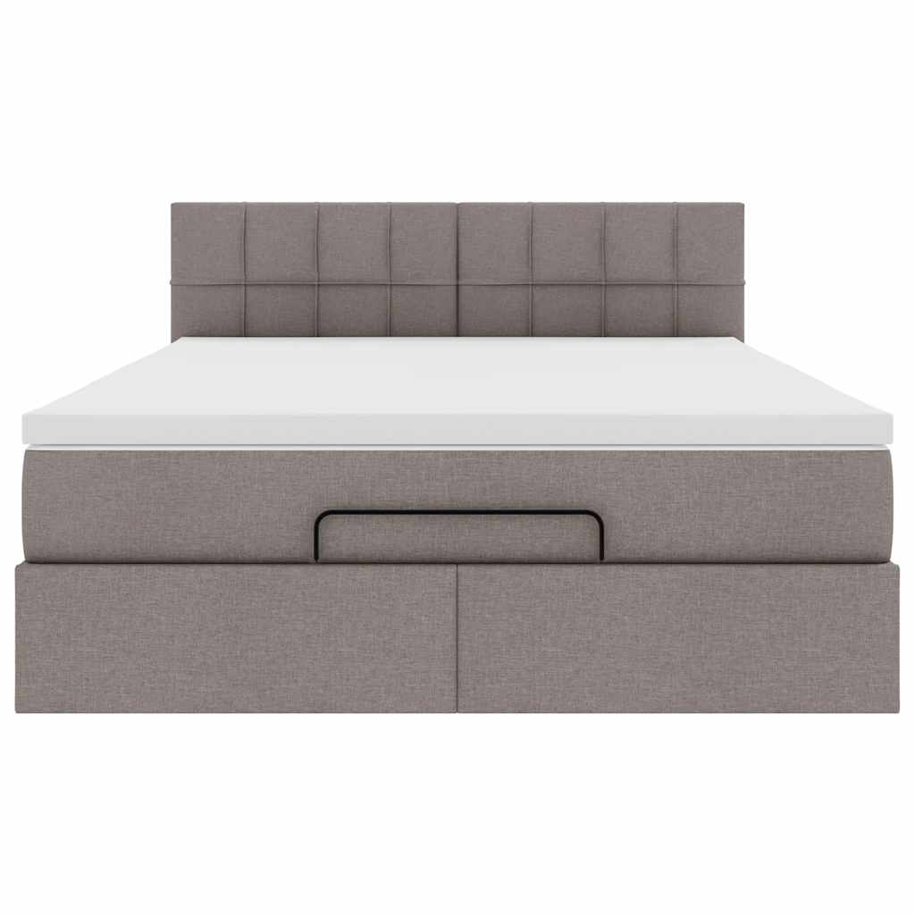 vidaXL Łóżko otomana z materacem i diodami LED, taupe, 140x190 cm,