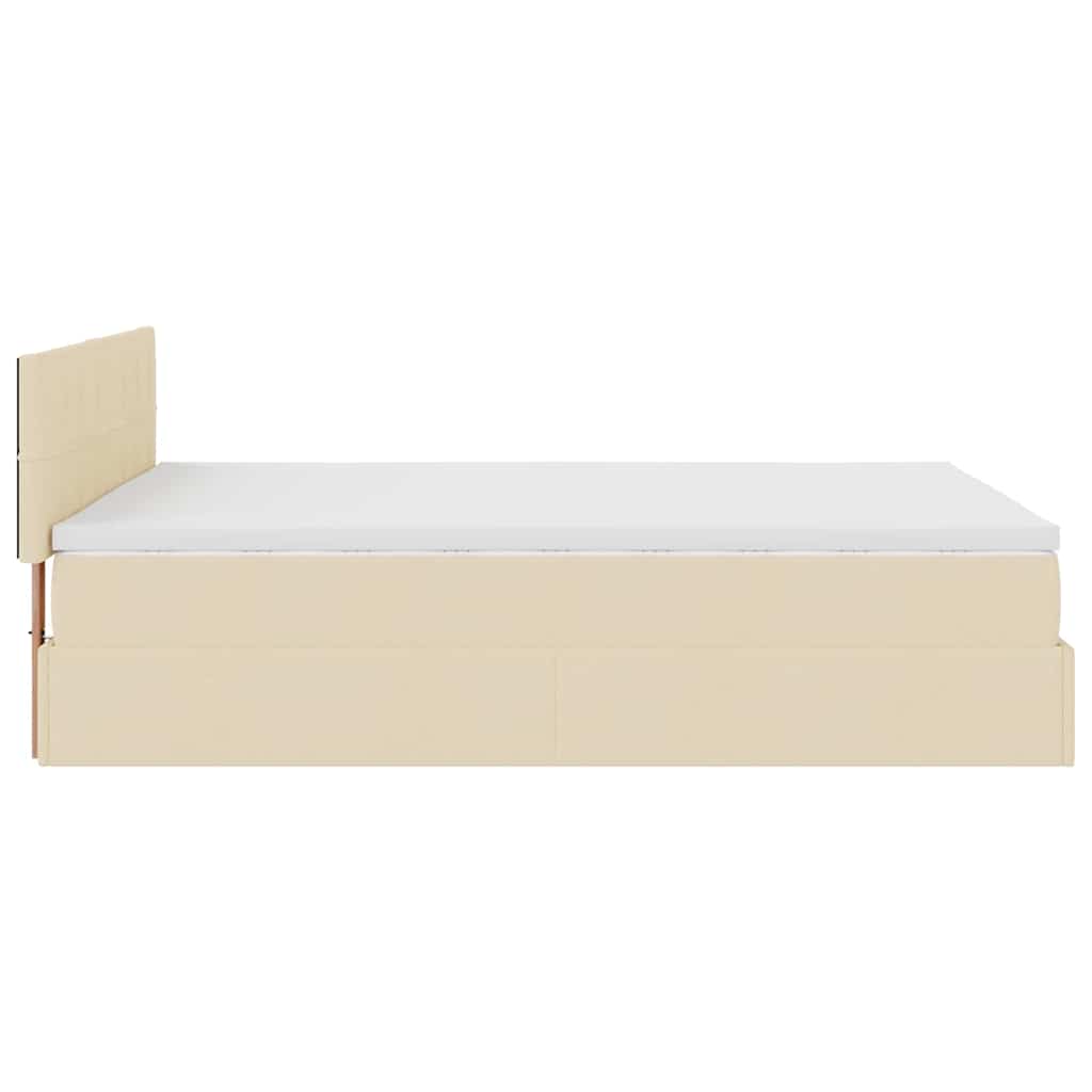 vidaXL Łóżko Ottoman z materacem i diodami LED kremowe 140x190 cm