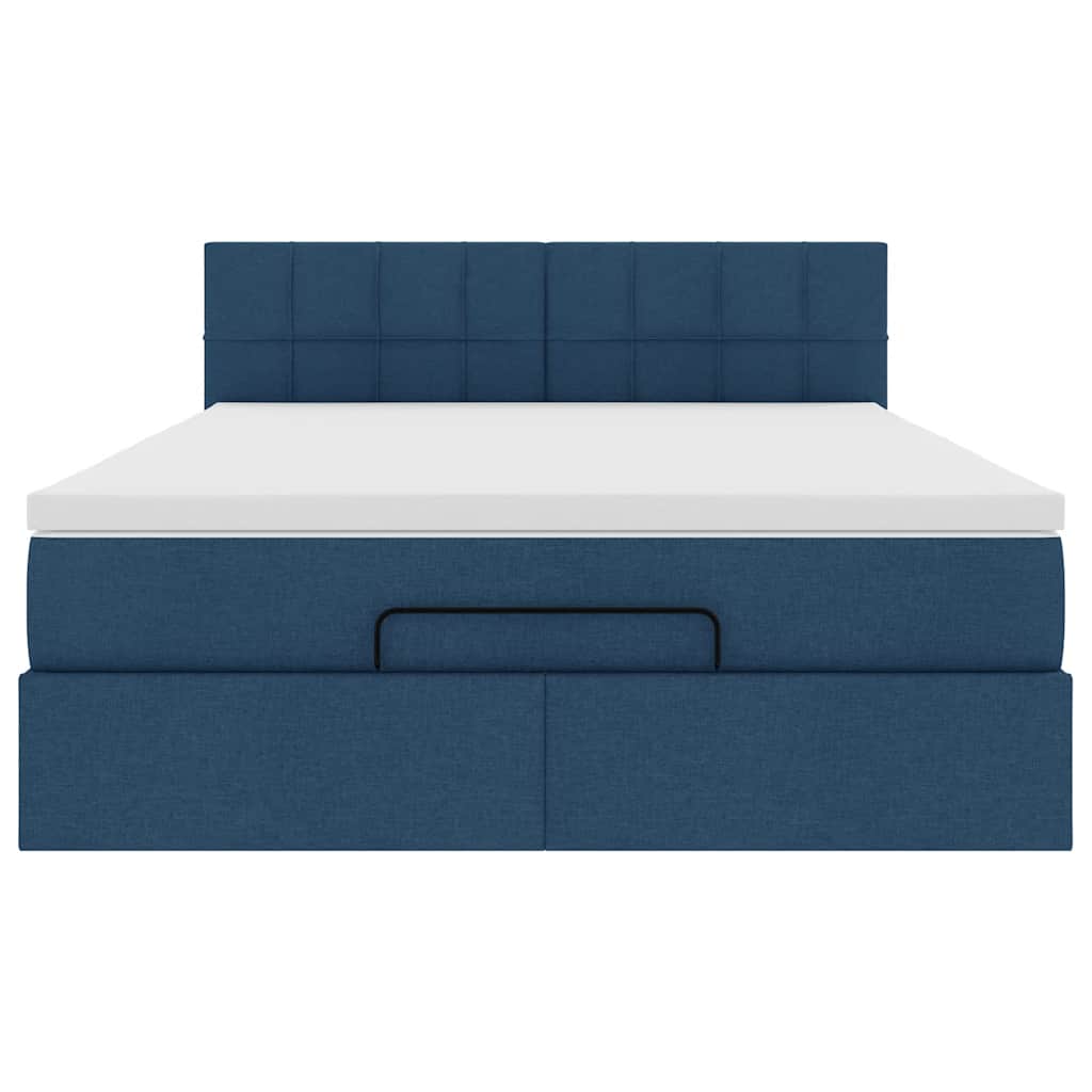 vidaXL Łóżko Ottoman z materacem i diodami LED Niebieski 140x190 cm