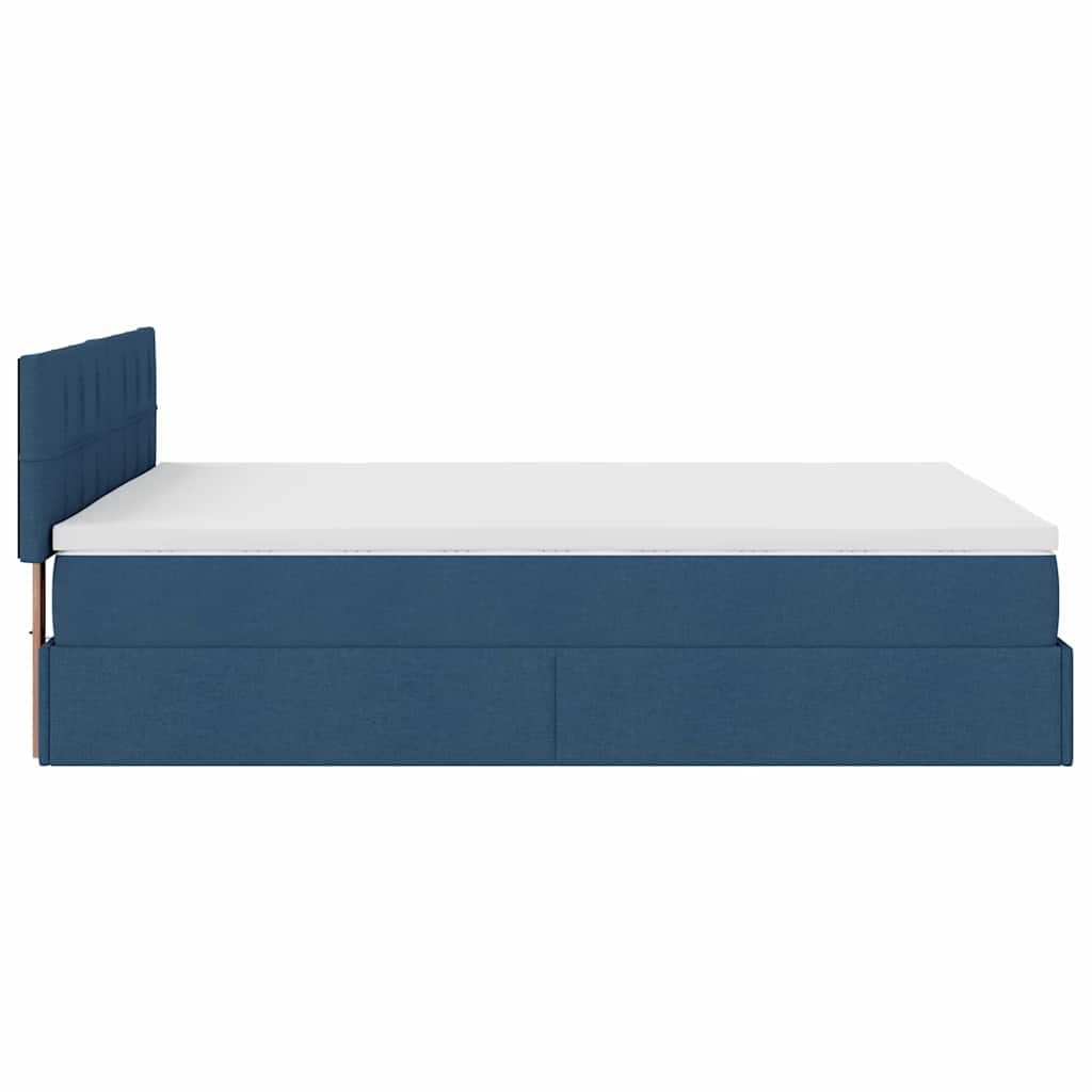 vidaXL Łóżko Ottoman z materacem i diodami LED Niebieski 140x190 cm
