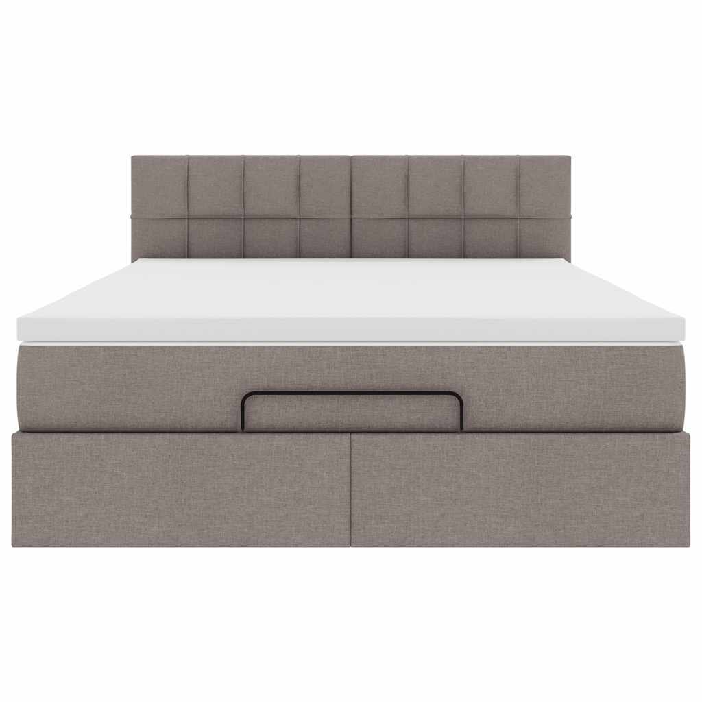 vidaXL Łóżko otomana z materacem i diodami LED Taupe 140x200 cm
