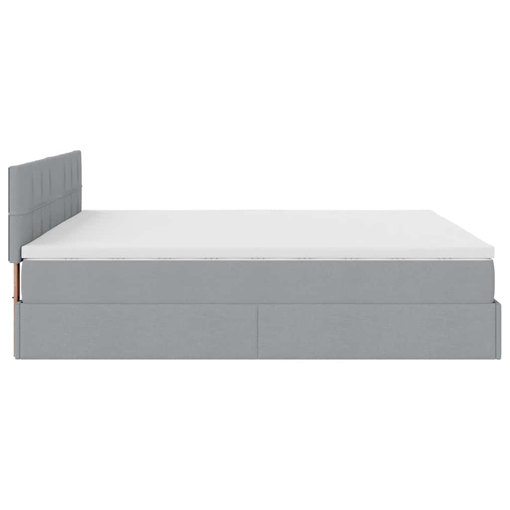 vidaXL Łóżko Ottoman z materacem i LED, jasnoszary, 180x200cm, tkanina