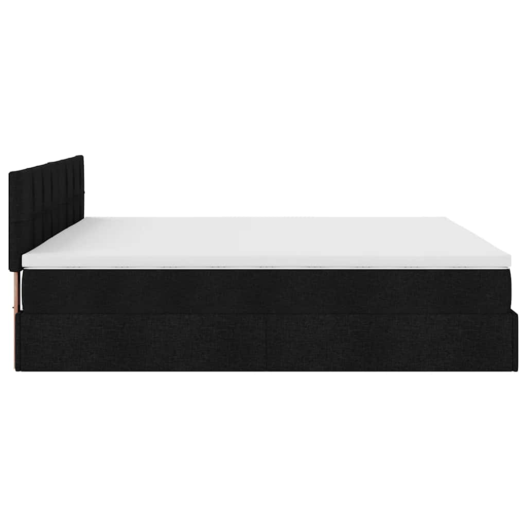 vidaXL Łóżko Ottoman z materacem i LED, czarny, 180x200cm, tkanina