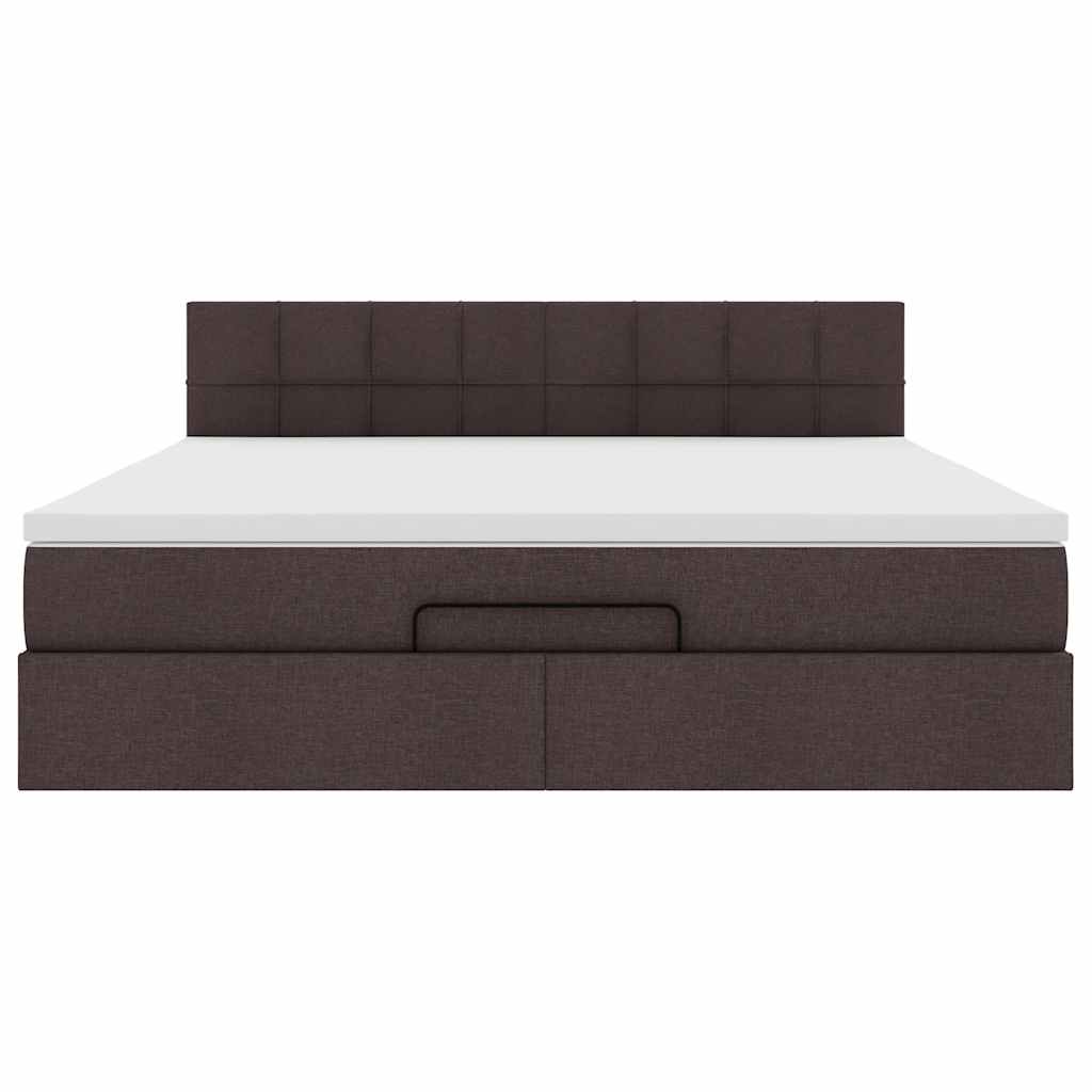 vidaXL Łóżko otomana z materacem i LED ciemnobrązowy 180x200cm tkanina