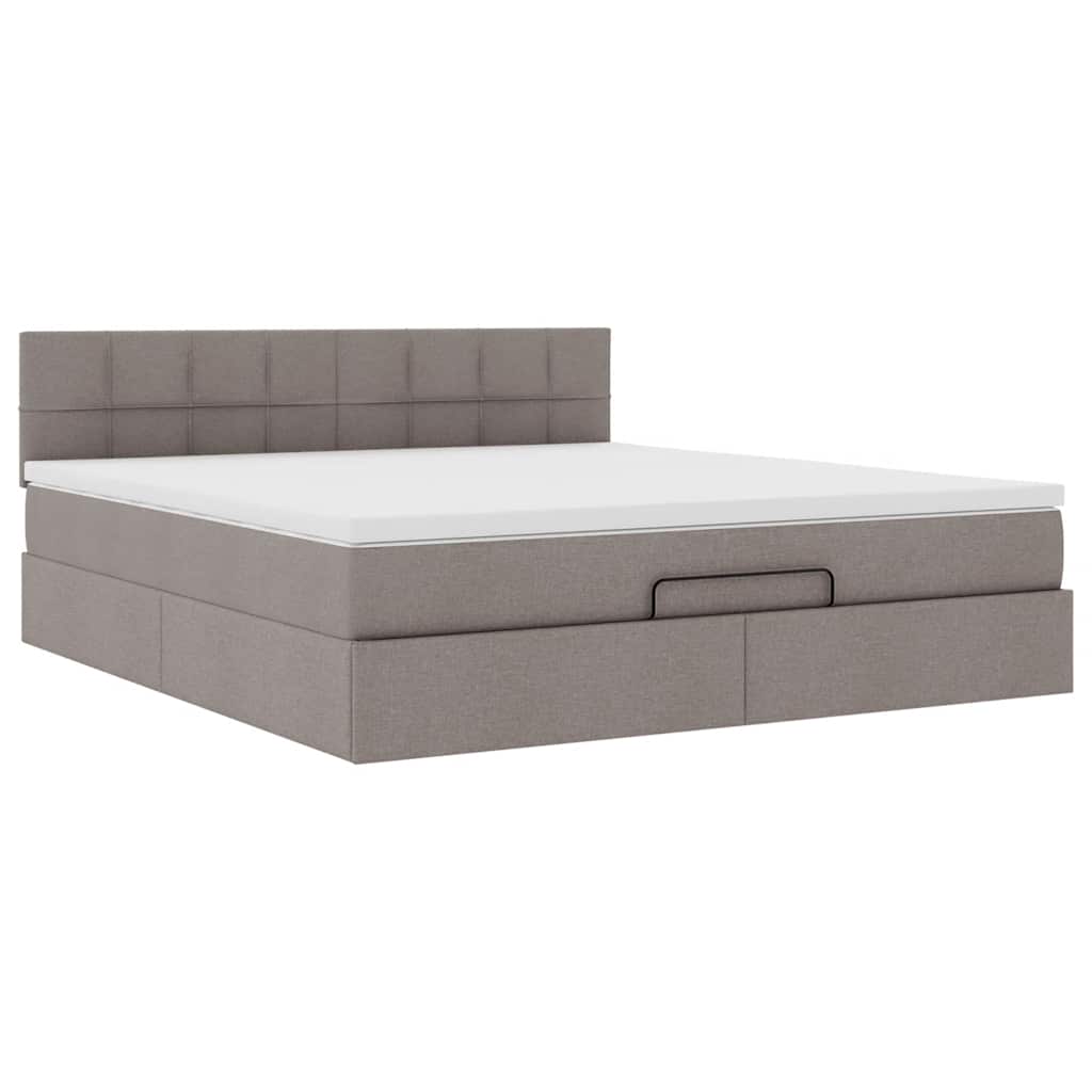 vidaXL Łóżko otomana z materacem i LED, taupe, 180x200cm, tkanina