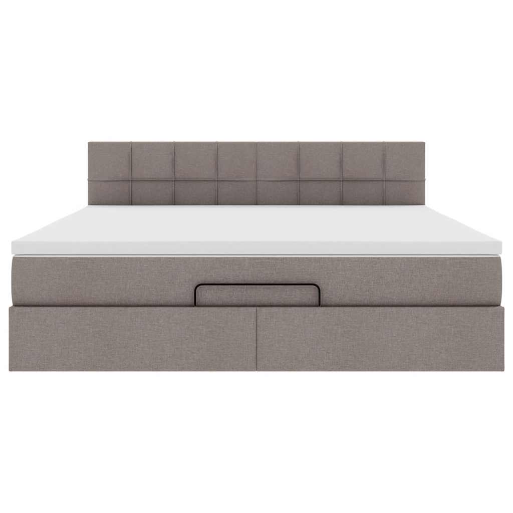 vidaXL Łóżko otomana z materacem i LED, taupe, 180x200cm, tkanina