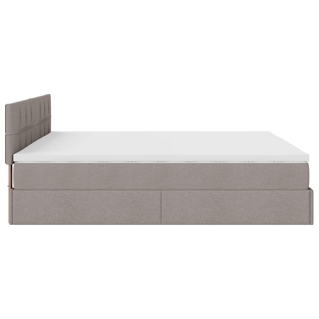 vidaXL Łóżko otomana z materacem i LED, taupe, 180x200cm, tkanina
