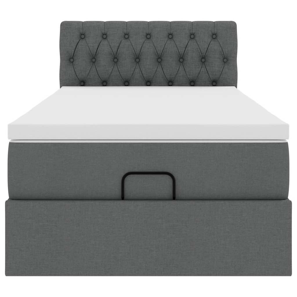 vidaXL Łóżko Ottoman z materacem i LED, ciemnoszary, 80x200cm, tkanina