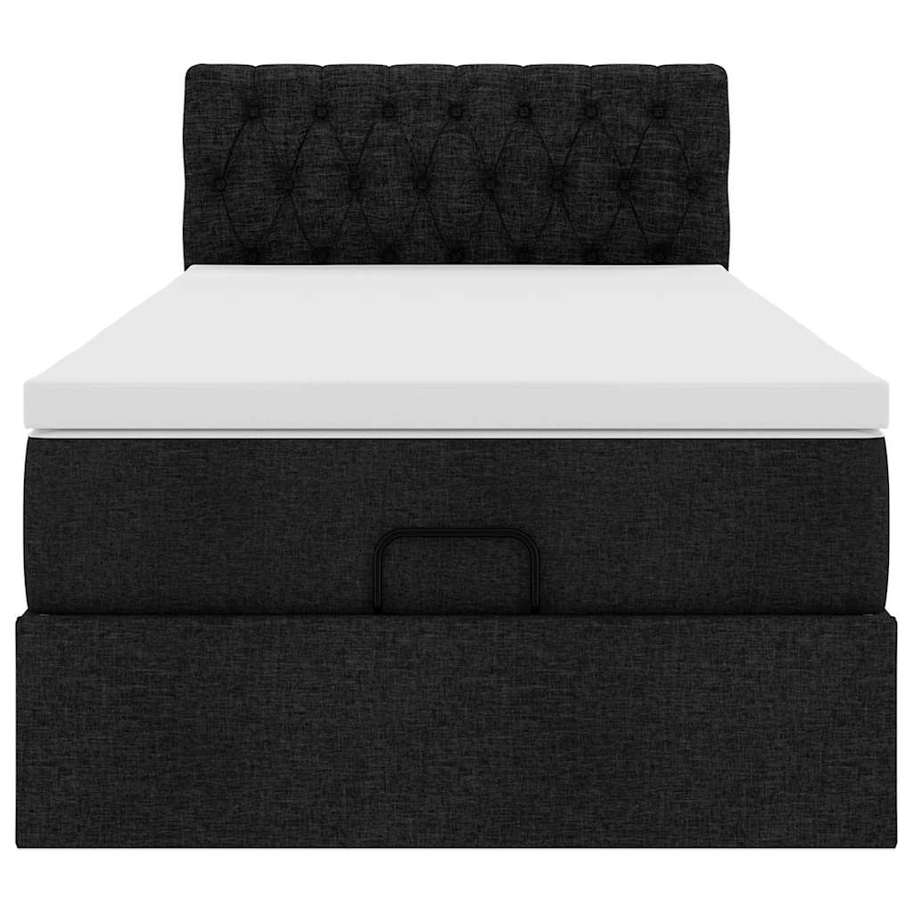 vidaXL Łóżko Ottoman z materacem i LED, czarny, 80x200cm, tkanina
