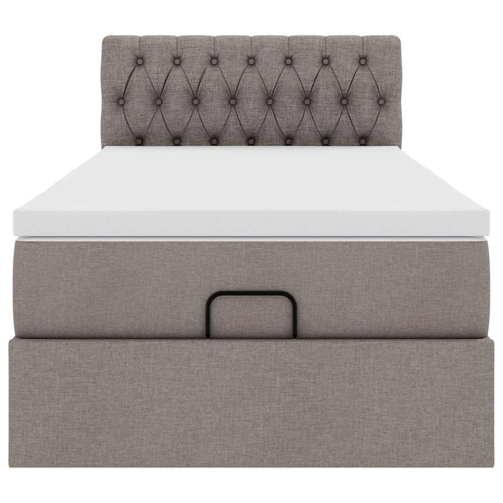 vidaXL Łóżko otomana z materacem i LED, taupe, 90x200 cm, tkanina