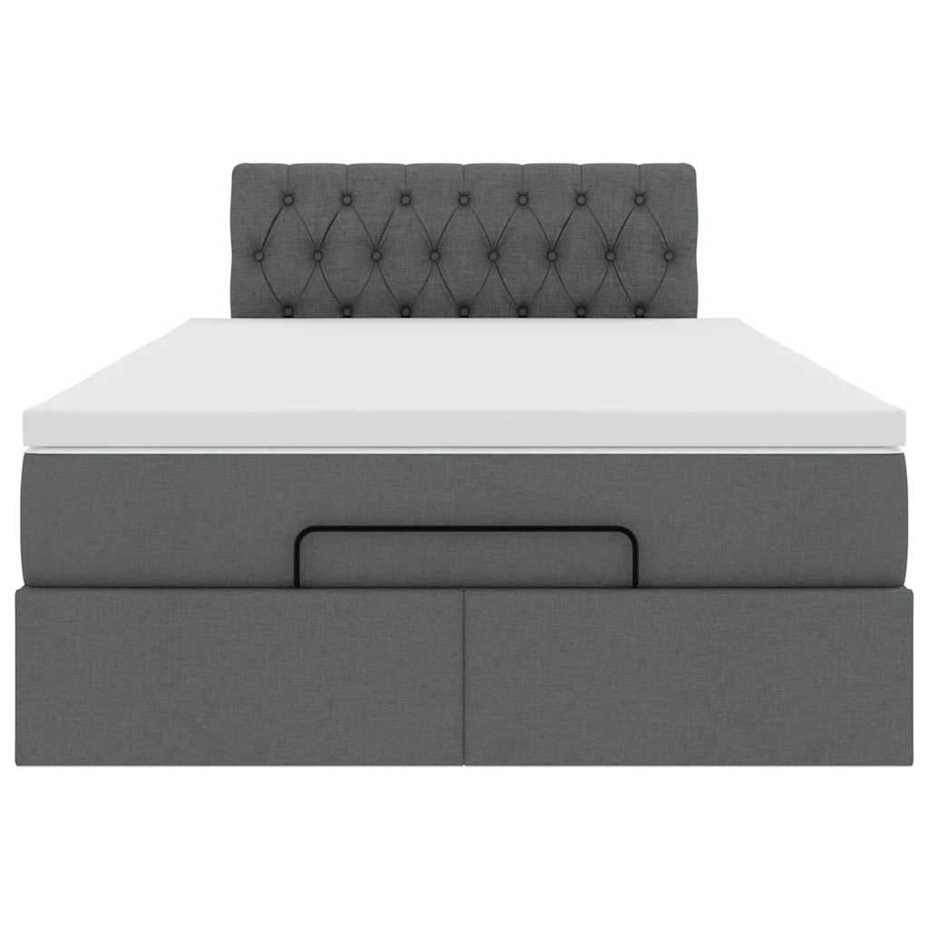 vidaXL Łóżko otomana z materacem i LED, ciemnoszary, 120x190cm tkanina