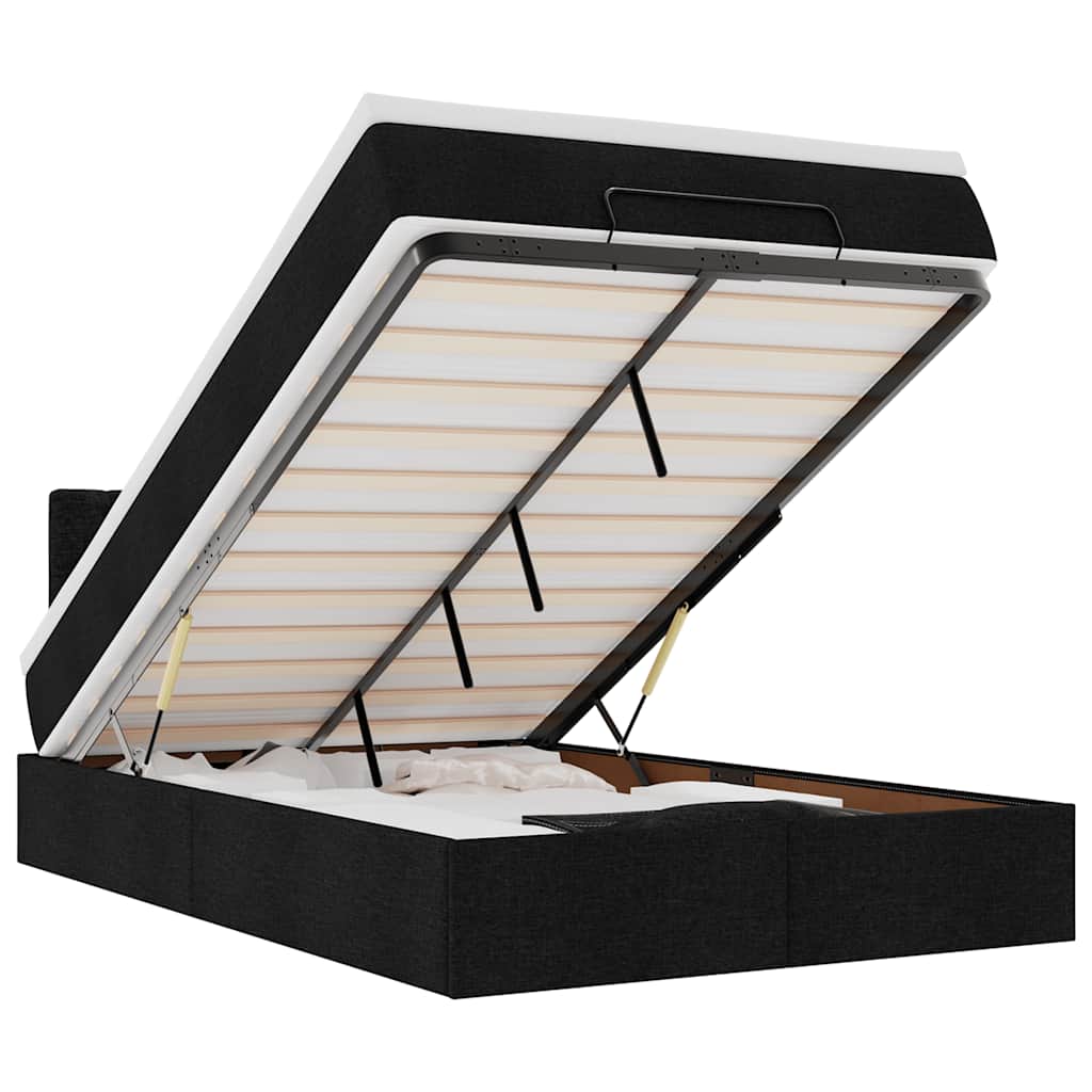 vidaXL Łóżko otomana z materacem i LED, czarny, 120x190 cm, tkanina