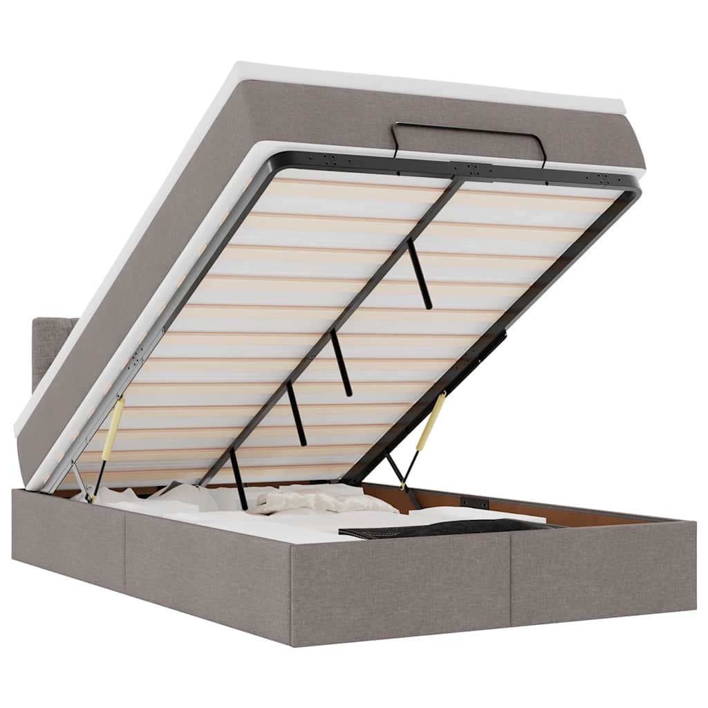 vidaXL Łóżko otomana z materacem i LED, taupe, 120x190cm, tkanina