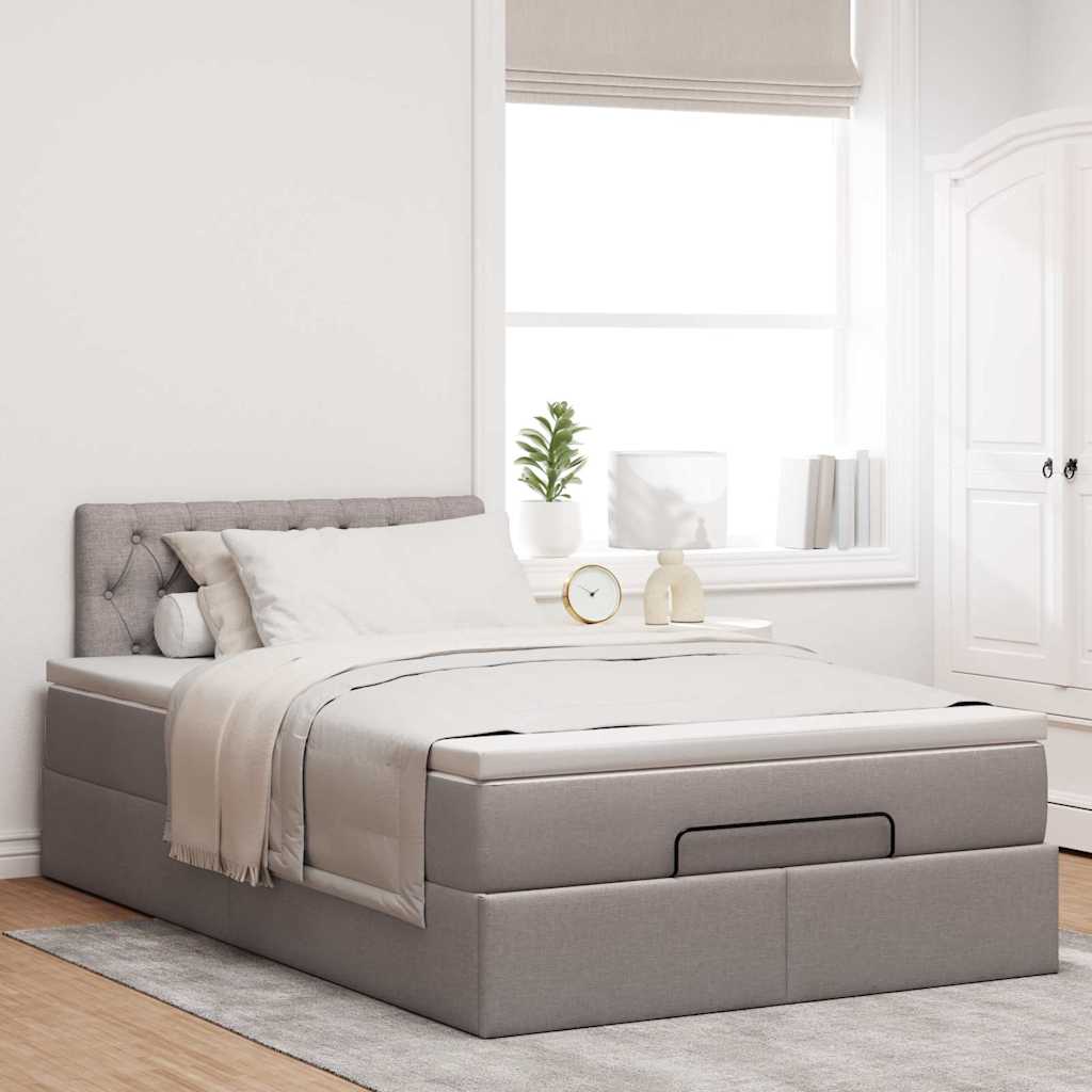 vidaXL Łóżko otomana z materacem i LED, taupe, 120x190cm, tkanina
