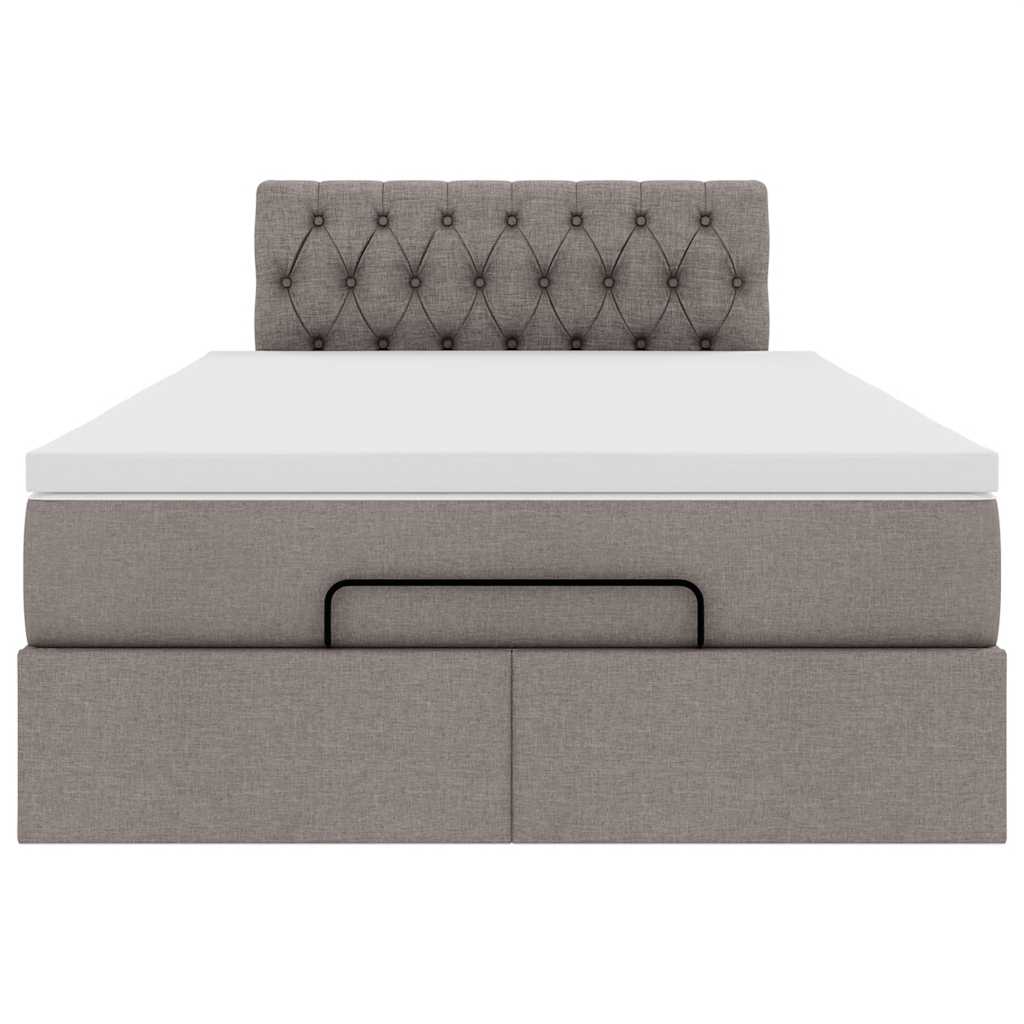 vidaXL Łóżko otomana z materacem i LED, taupe, 120x190cm, tkanina