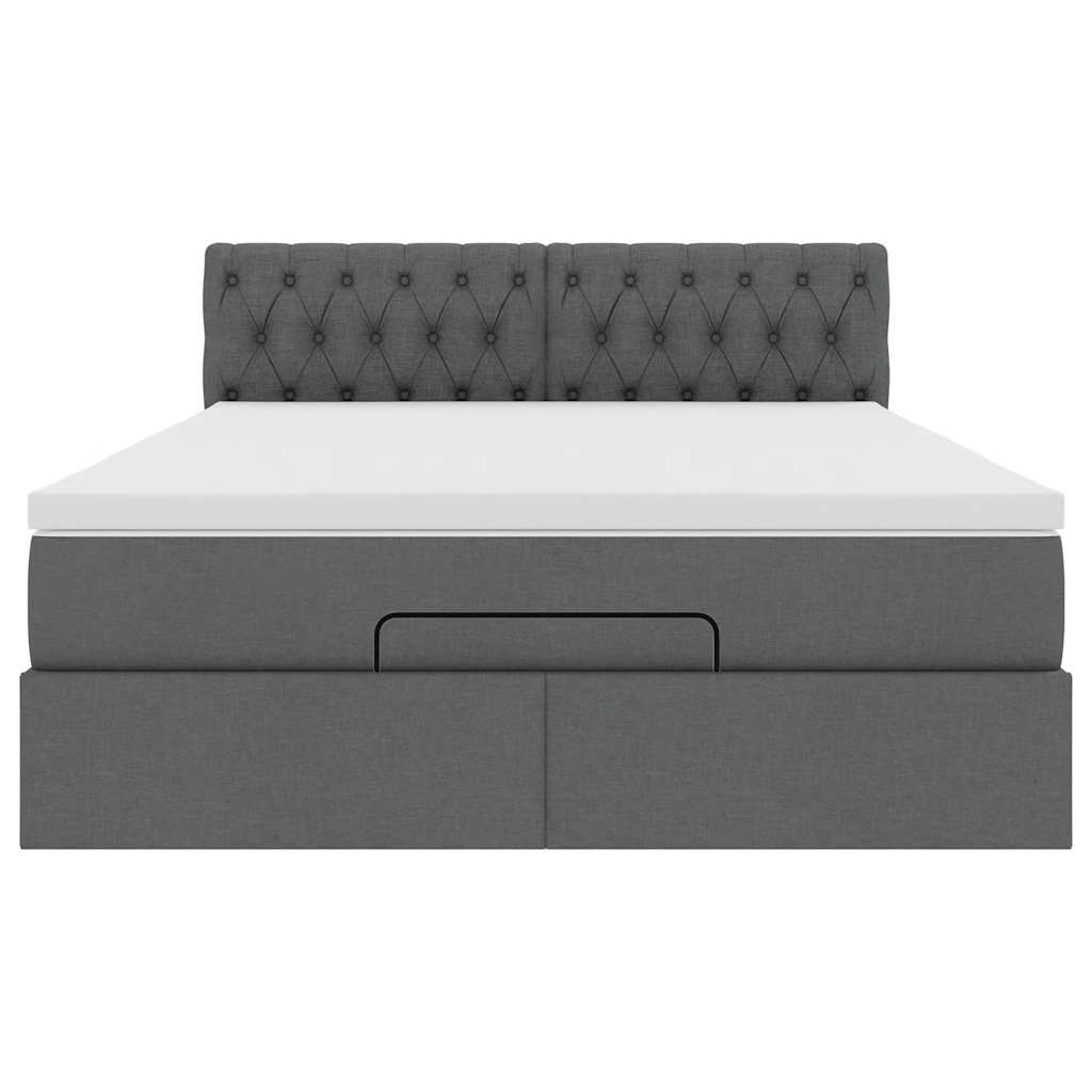 vidaXL Łóżko Ottoman z materacem i diodami LED Ciemnoszary 140x190 cm