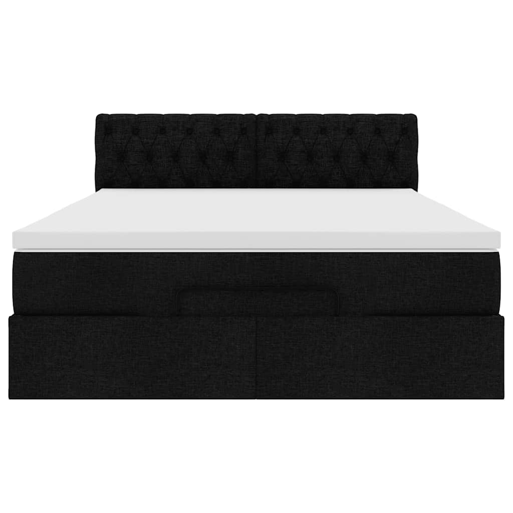 vidaXL Łóżko Ottoman z materacem i diodami LED Czarny 140x190 cm