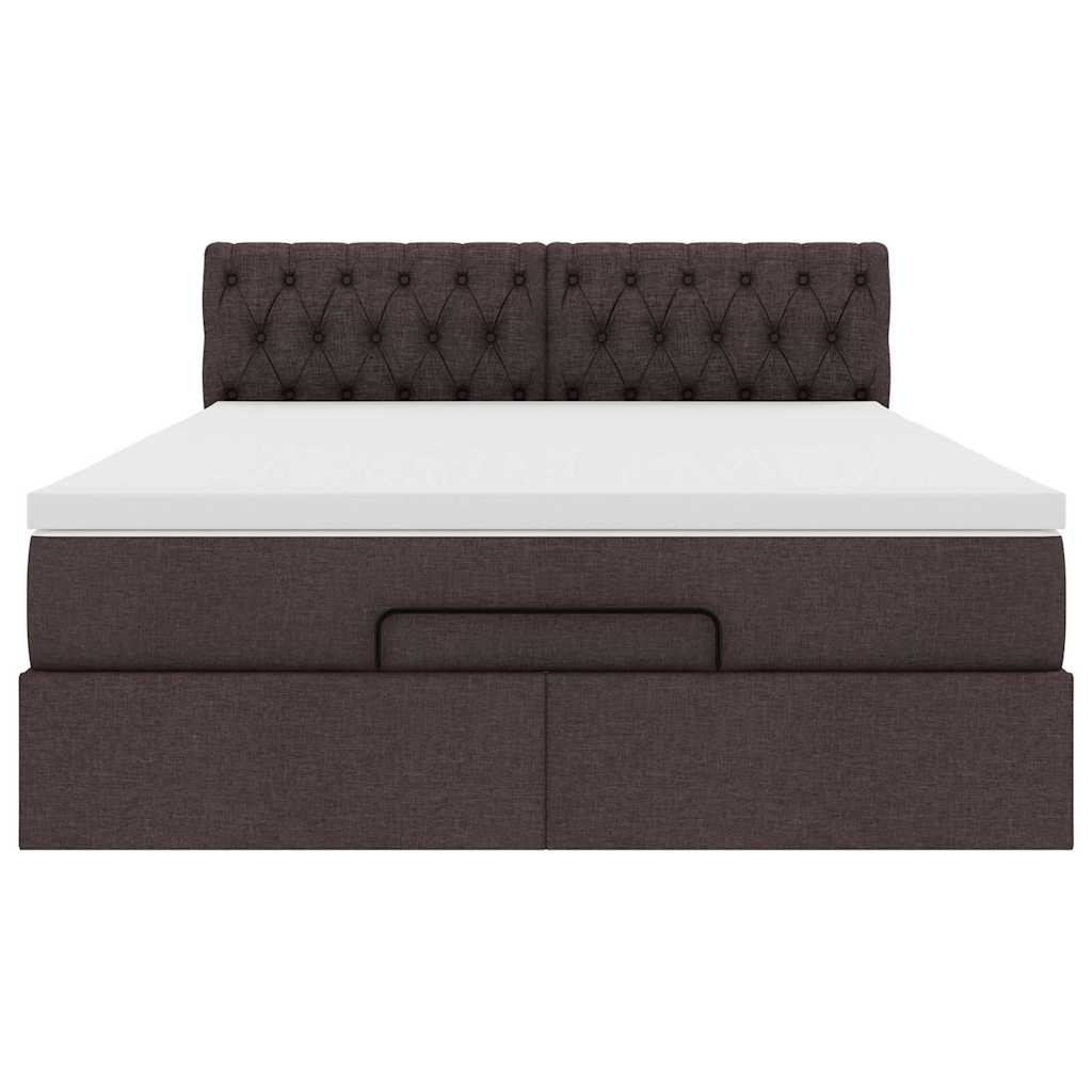 vidaXL Łóżko otomana z materacem diodami LED ciemnobrązowe 140x190 cm