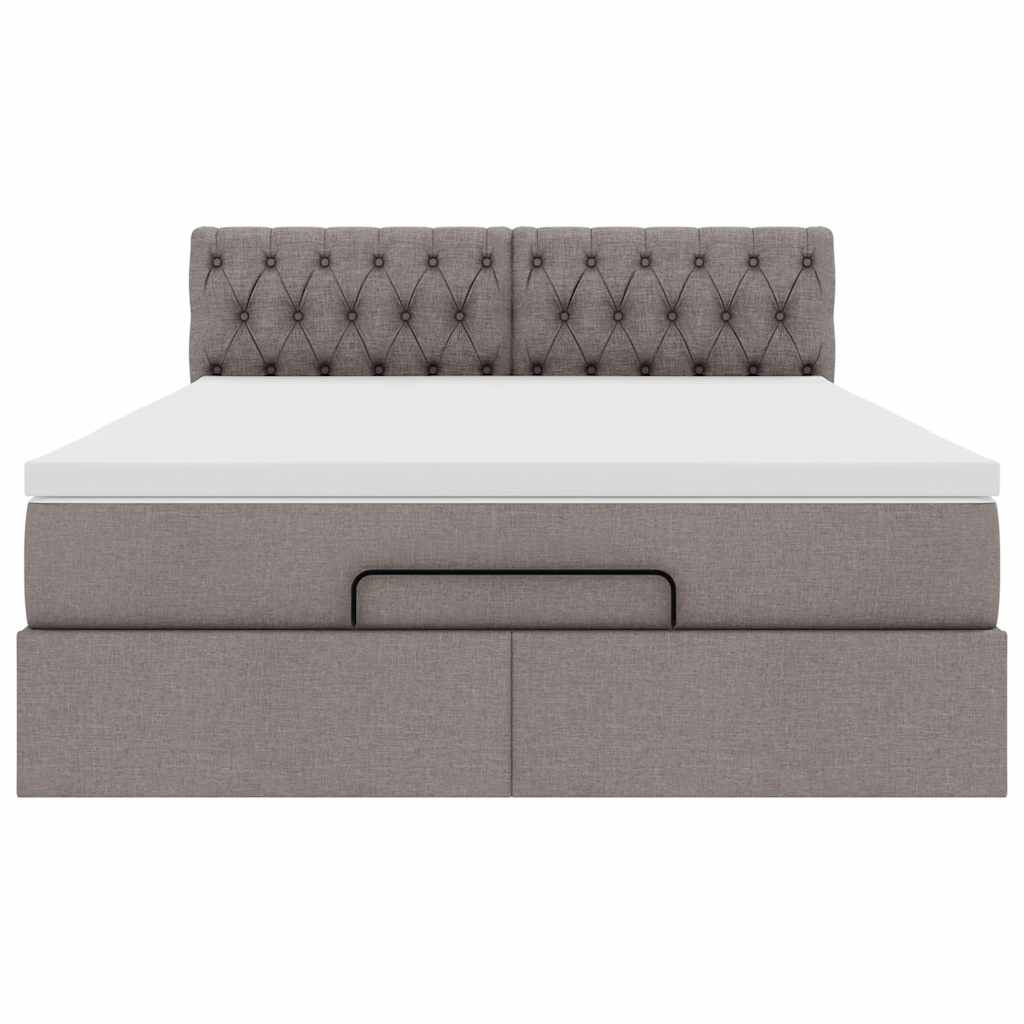 vidaXL Łóżko otomana z materacem i diodami LED, taupe, 140x190 cm,