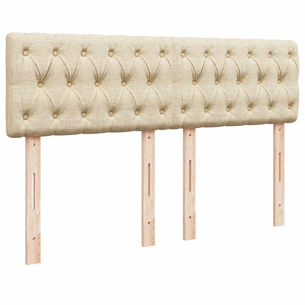 vidaXL Łóżko Ottoman z materacem i diodami LED kremowe 140x190 cm