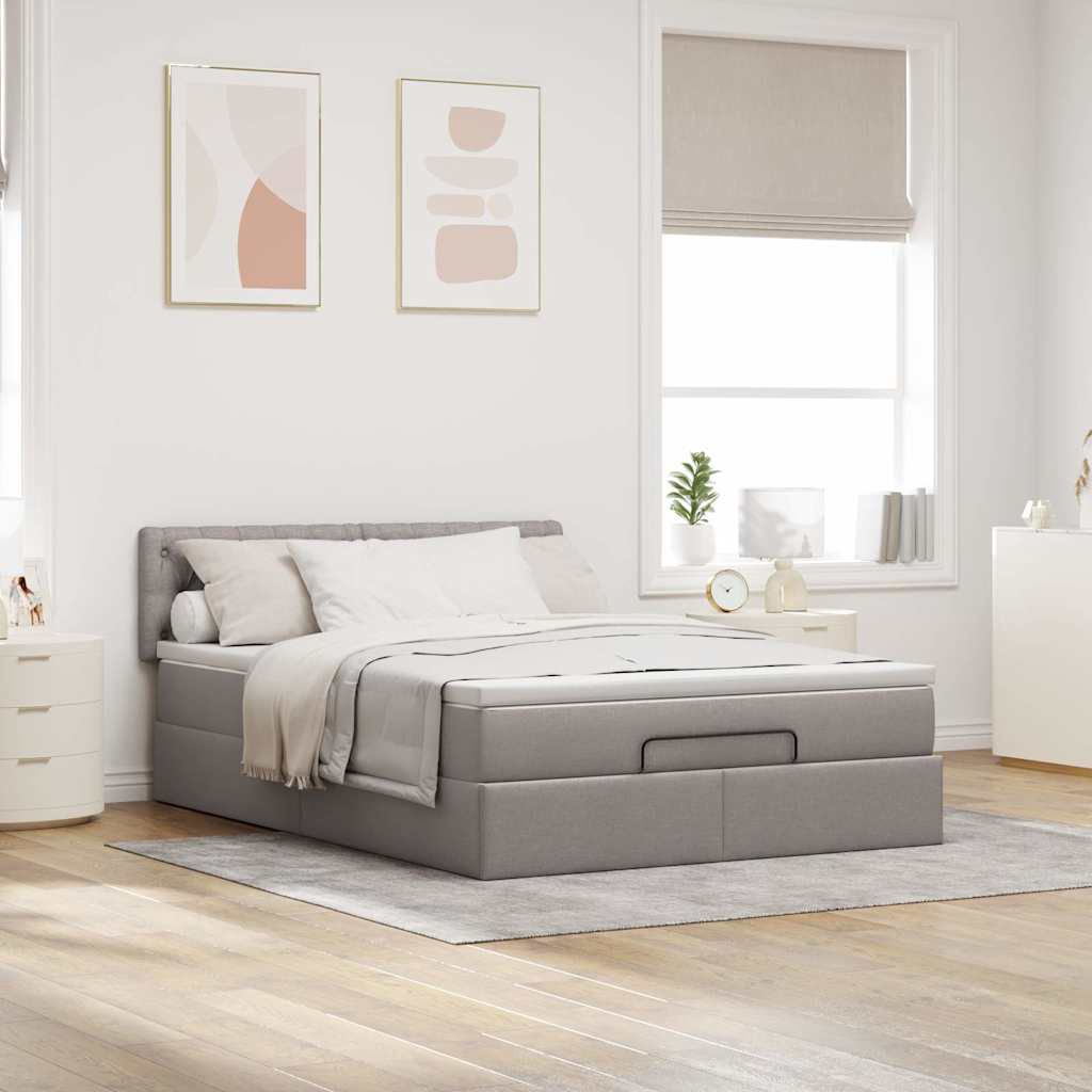 vidaXL Łóżko otomana z materacem i diodami LED Taupe 140x200 cm