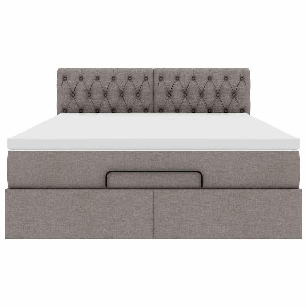 vidaXL Łóżko otomana z materacem i diodami LED Taupe 140x200 cm