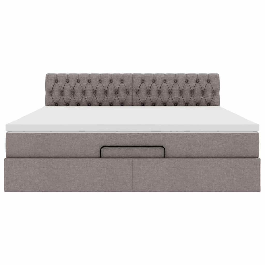 vidaXL Rama łóżka otomana z materacem, taupe, 160x200 cm, tkanina