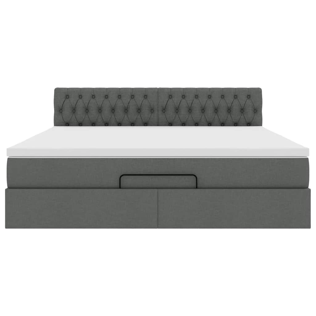 vidaXL Łóżko Ottoman z materacem i LED, ciemnoszary, 180x200cm tkanina
