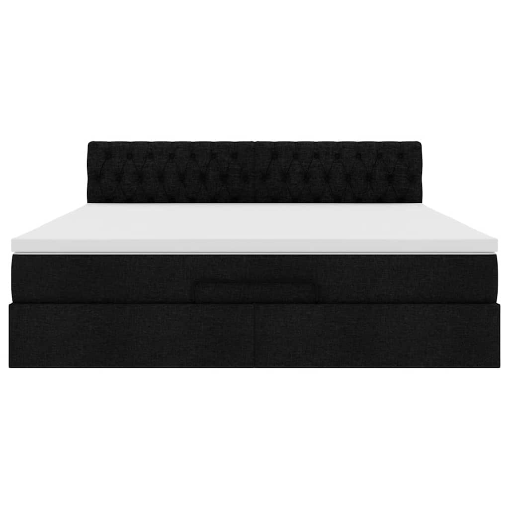 vidaXL Łóżko Ottoman z materacem i LED, czarny, 180x200cm, tkanina