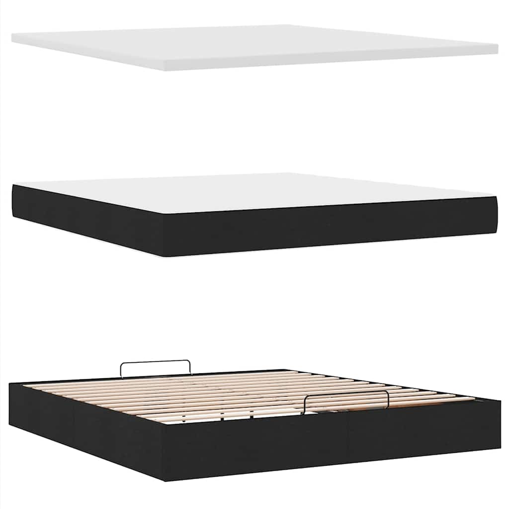 vidaXL Łóżko Ottoman z materacem i LED, czarny, 180x200cm, tkanina