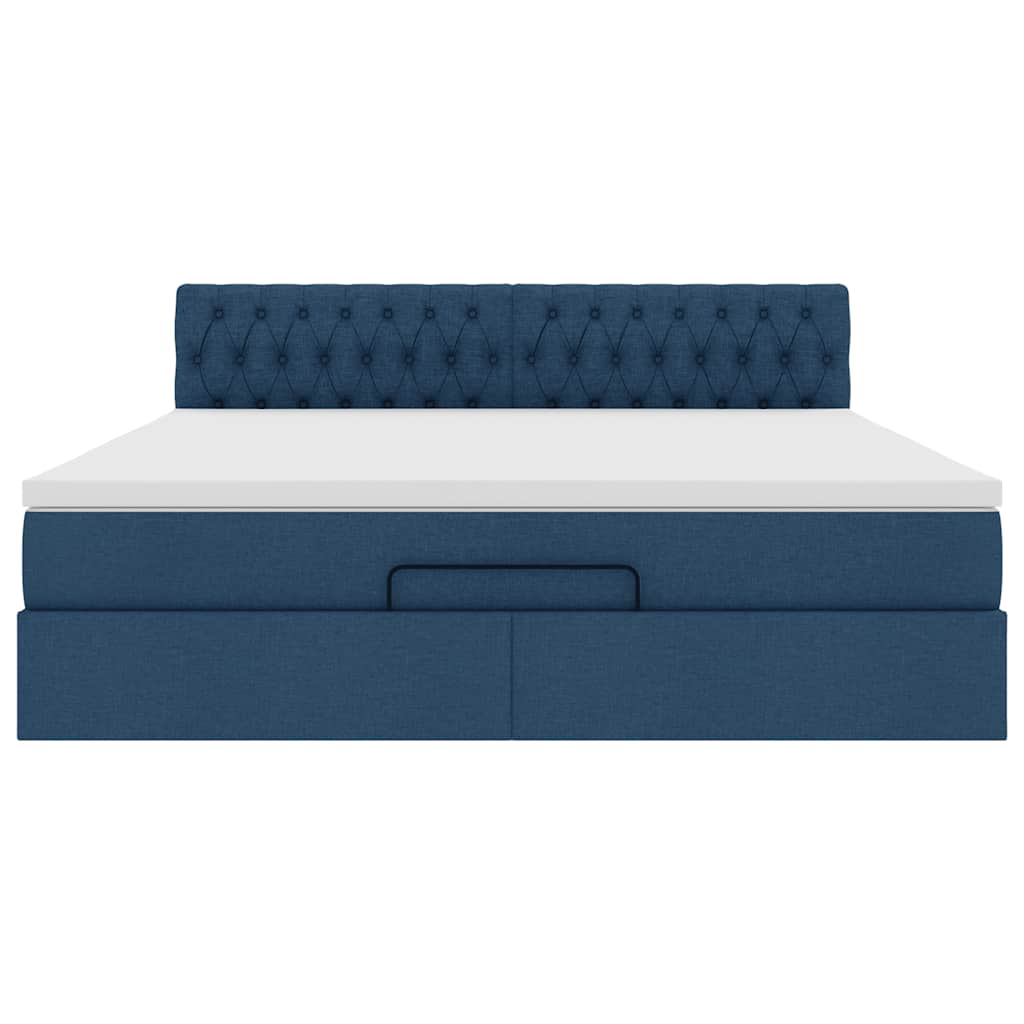 vidaXL Łóżko Ottoman z materacem i LED, niebieski, 180x200cm, tkanina