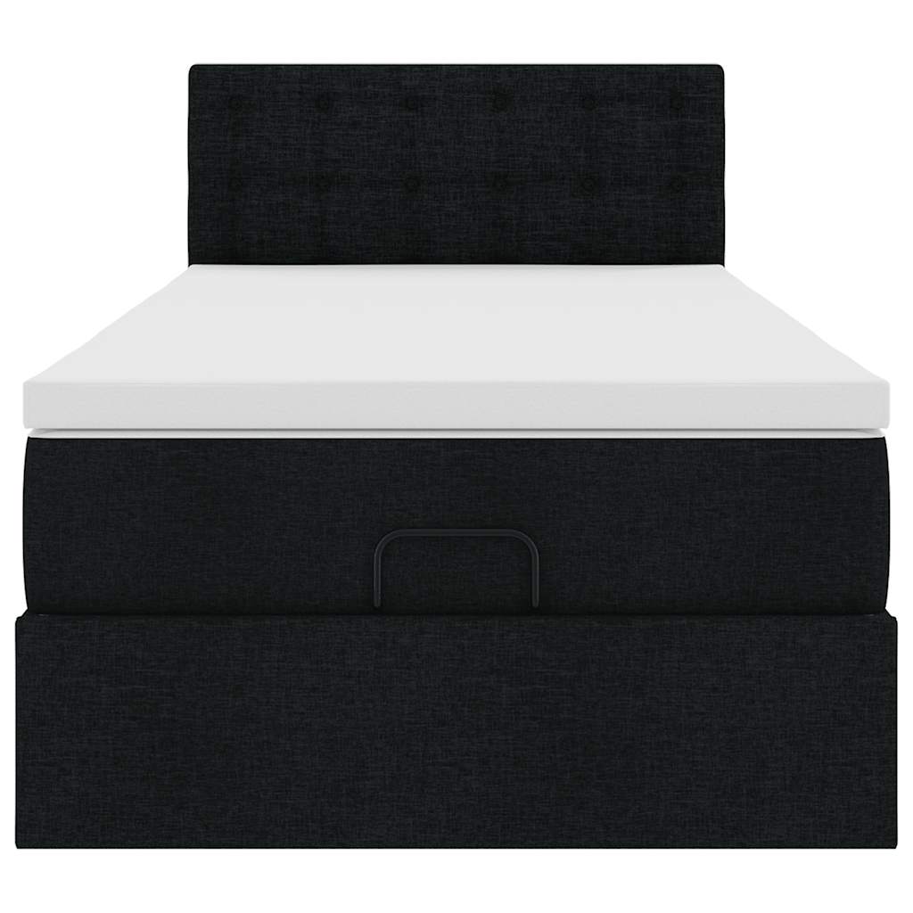 vidaXL Łóżko Ottoman z materacem i LED, czarny, 80x200cm, tkanina