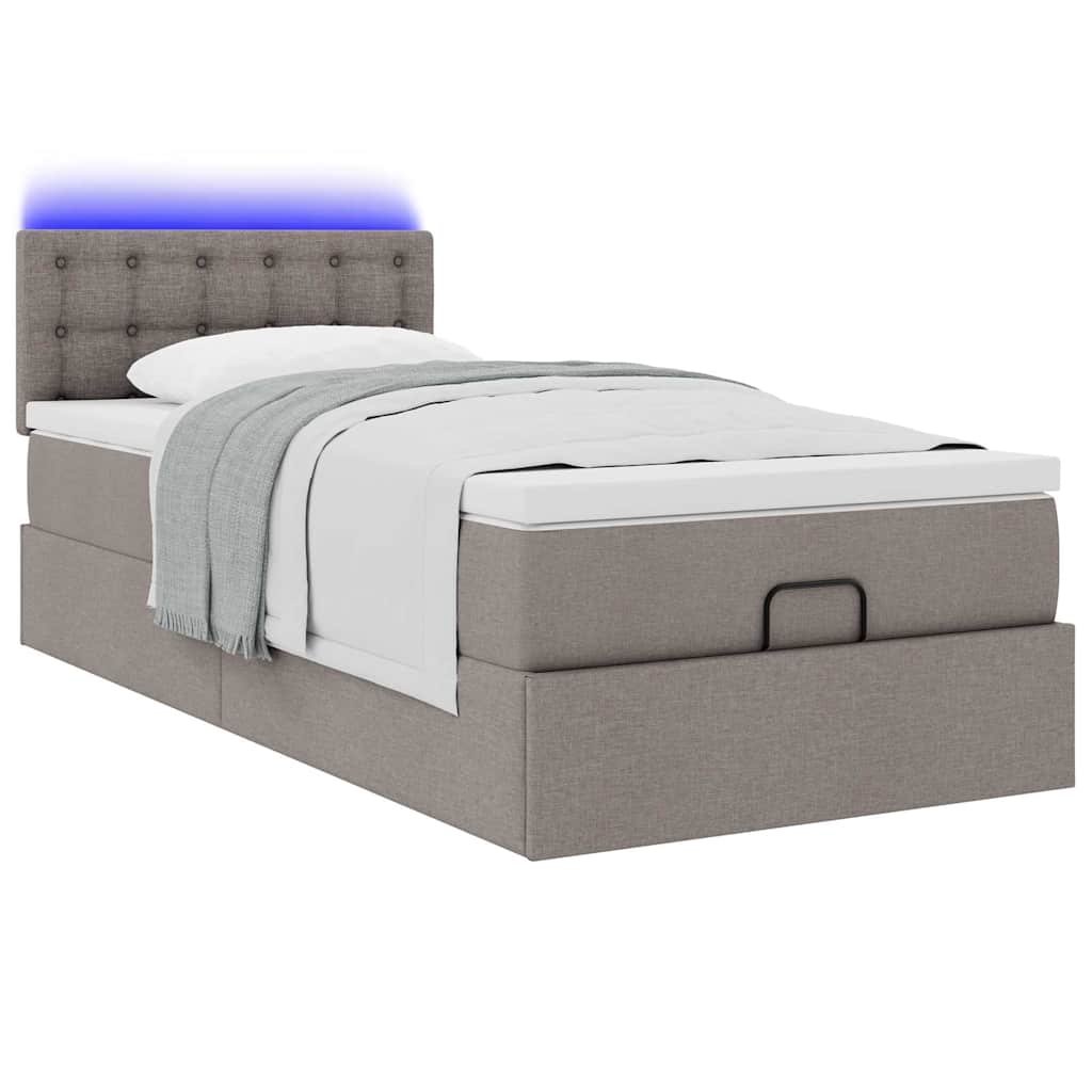 vidaXL Rama łóżka otomana z materacem, taupe, 90x190 cm, tkanina