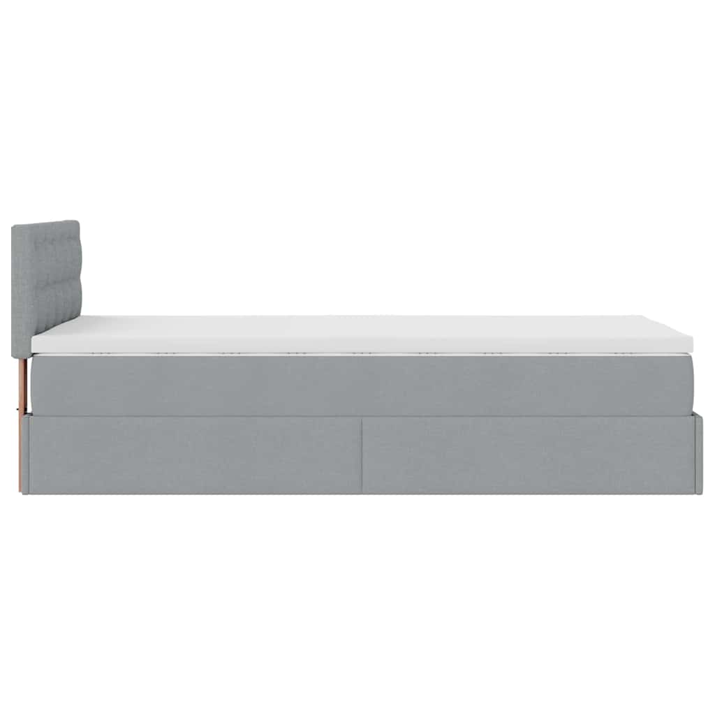 vidaXL Łóżko Ottoman z materacem i LED, jasnoszary, 90x200 cm, tkanina