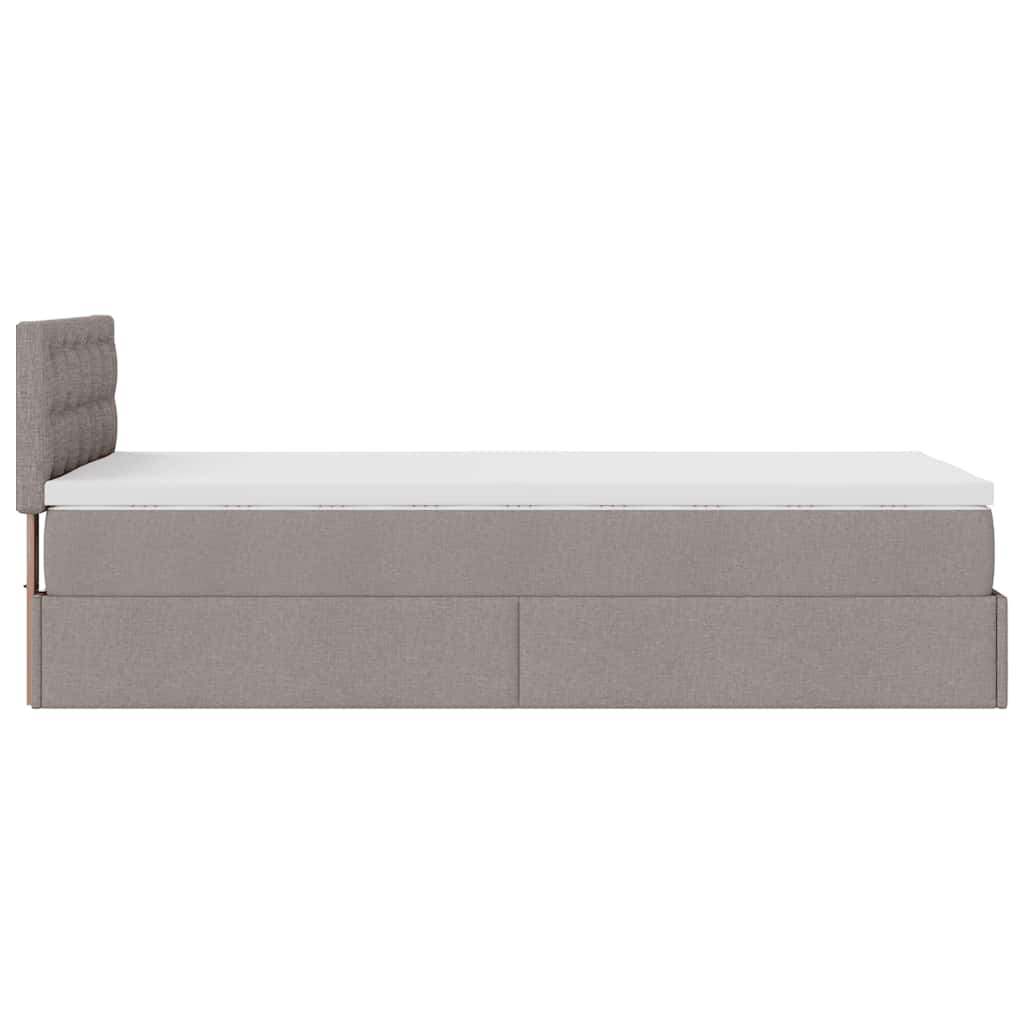 vidaXL Łóżko otomana z materacem, taupe, 100x200 cm, tkanina