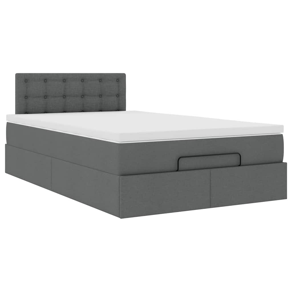vidaXL Łóżko otomana z materacem i LED, ciemnoszary, 120x190cm tkanina