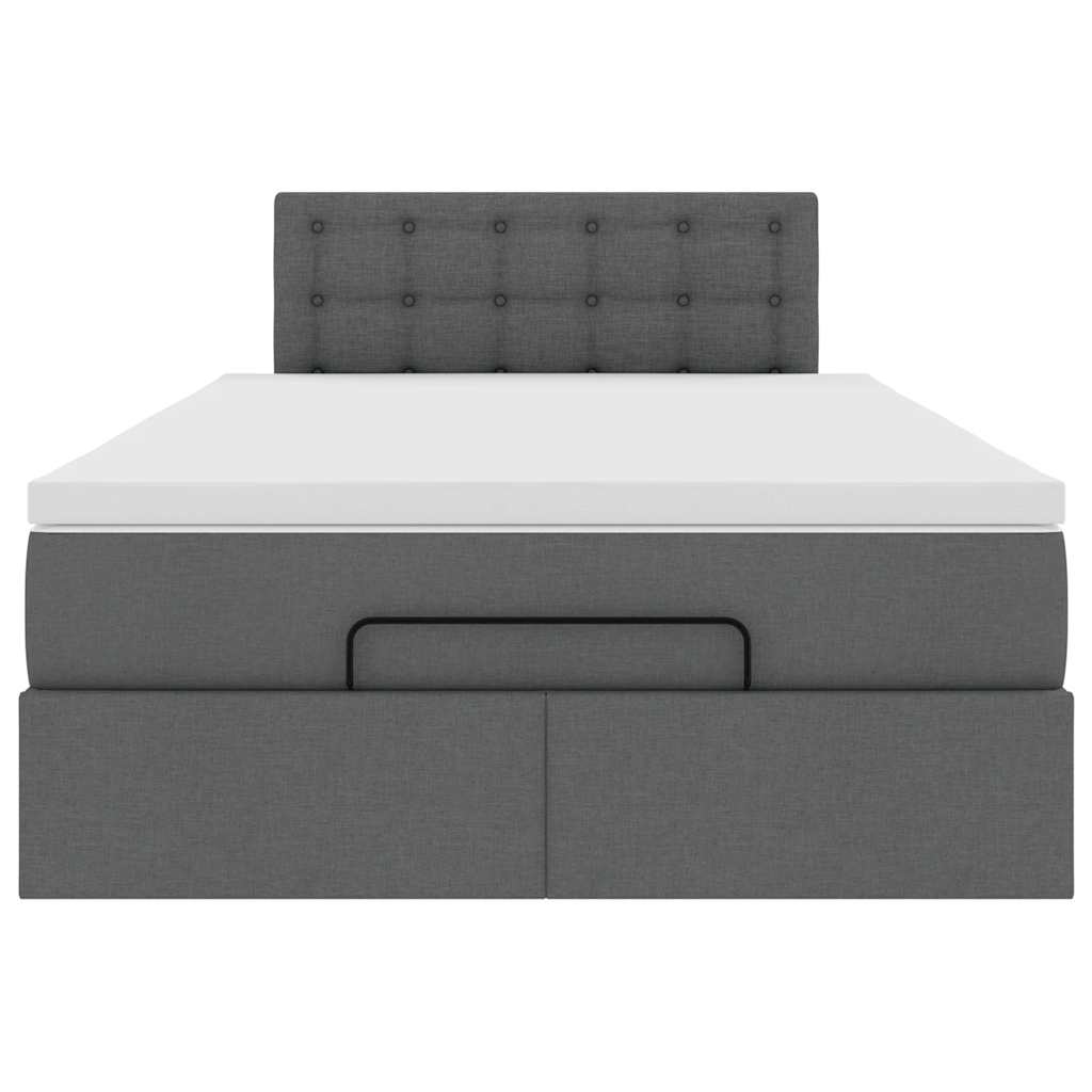 vidaXL Łóżko otomana z materacem i LED, ciemnoszary, 120x190cm tkanina