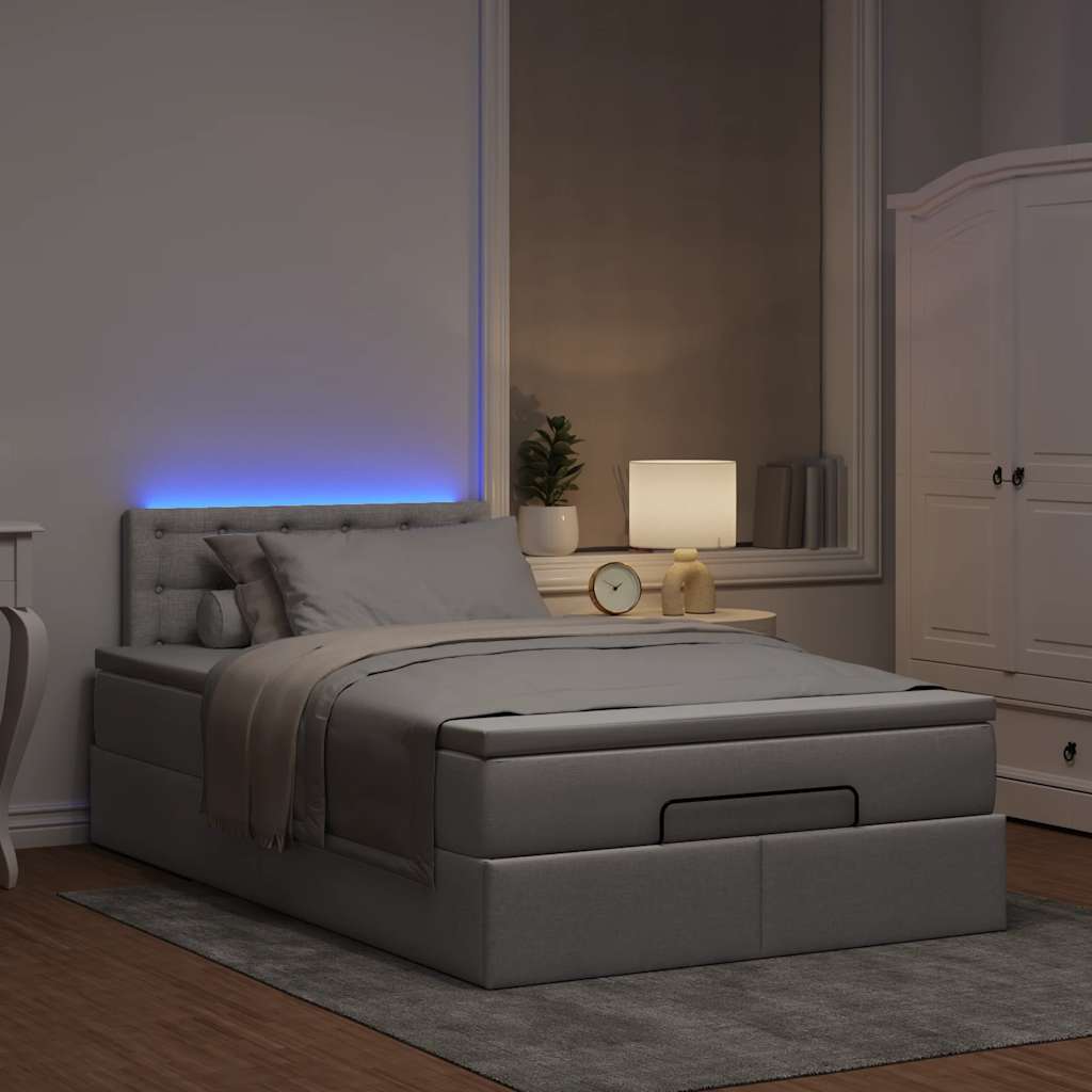vidaXL Łóżko otomana z materacem i LED, taupe, 120x190cm, tkanina