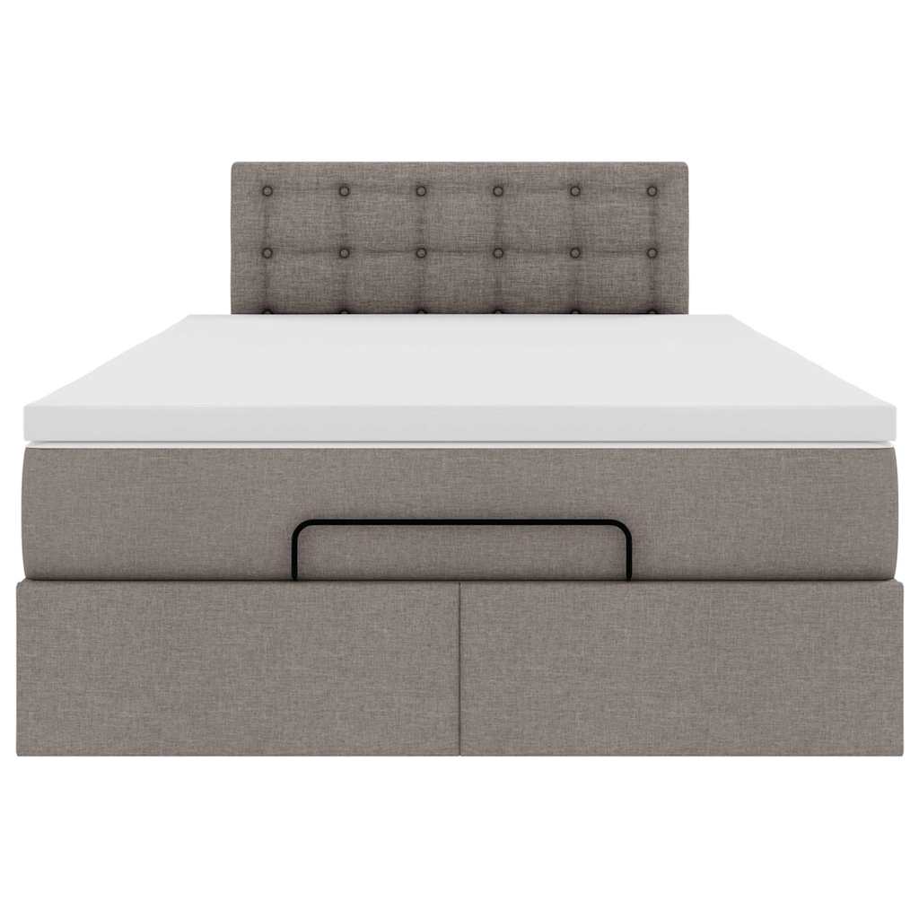 vidaXL Łóżko otomana z materacem i LED, taupe, 120x190cm, tkanina