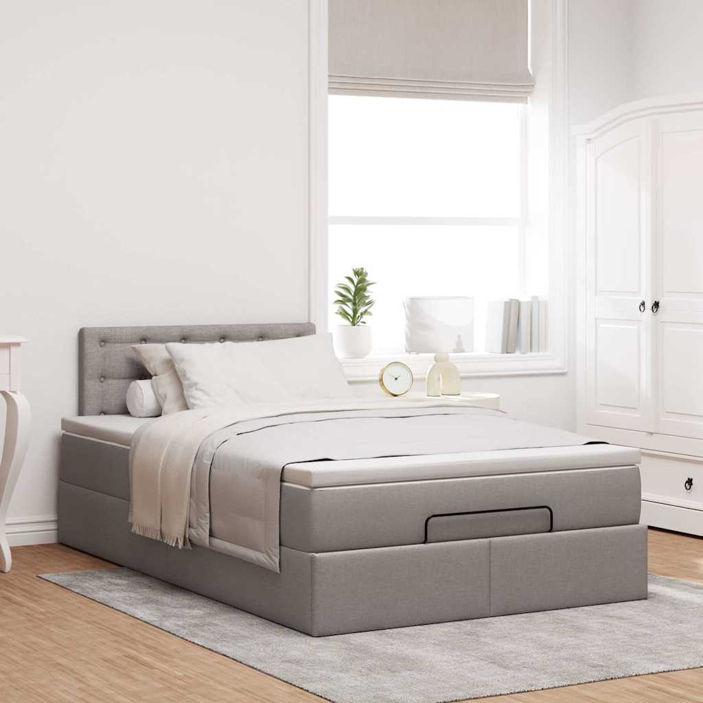 vidaXL Rama łóżka otomana z materacem, taupe, 120x200 cm, tkanina