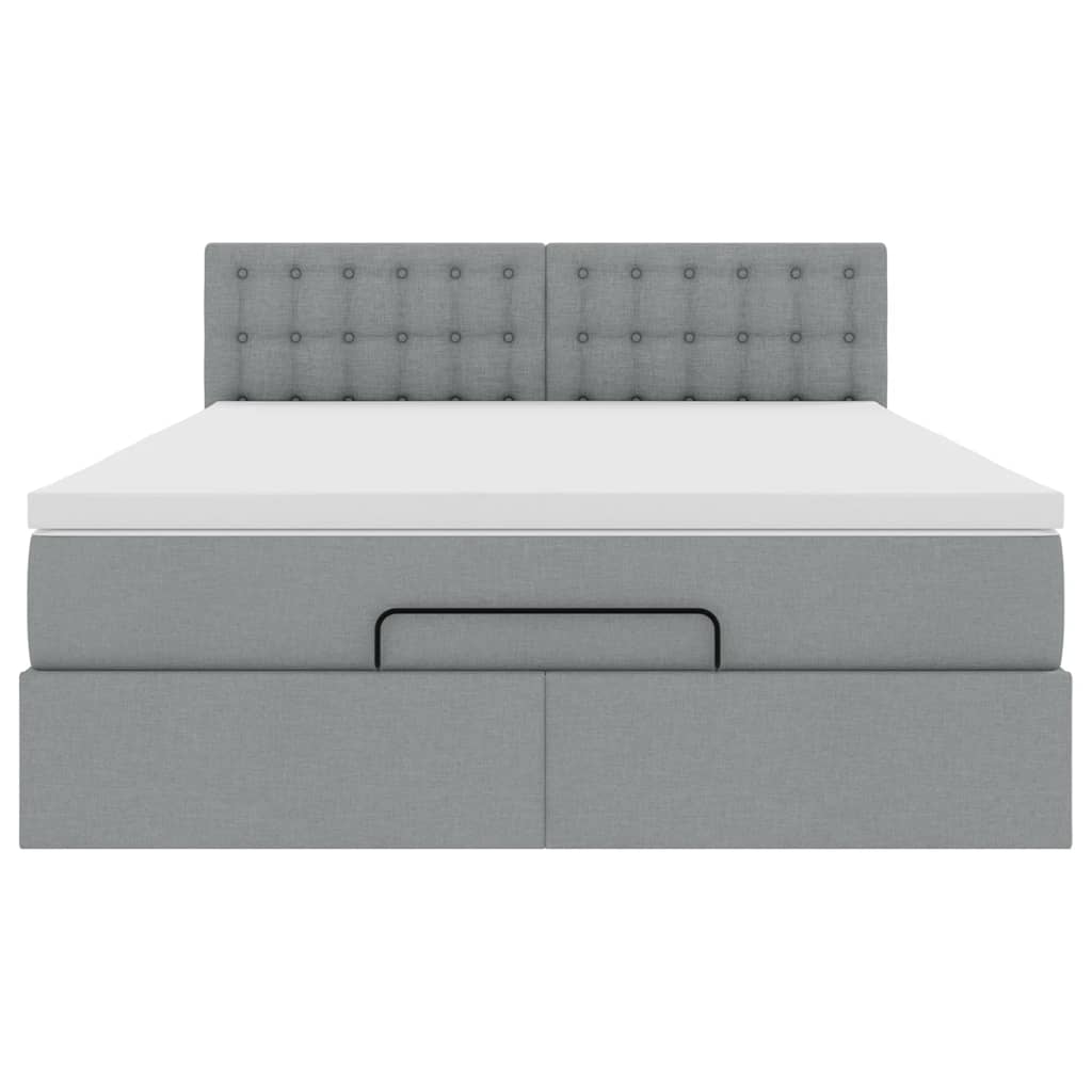 vidaXL Łóżko Ottoman z materacem i diodami LED Jasnoszary 140x190 cm