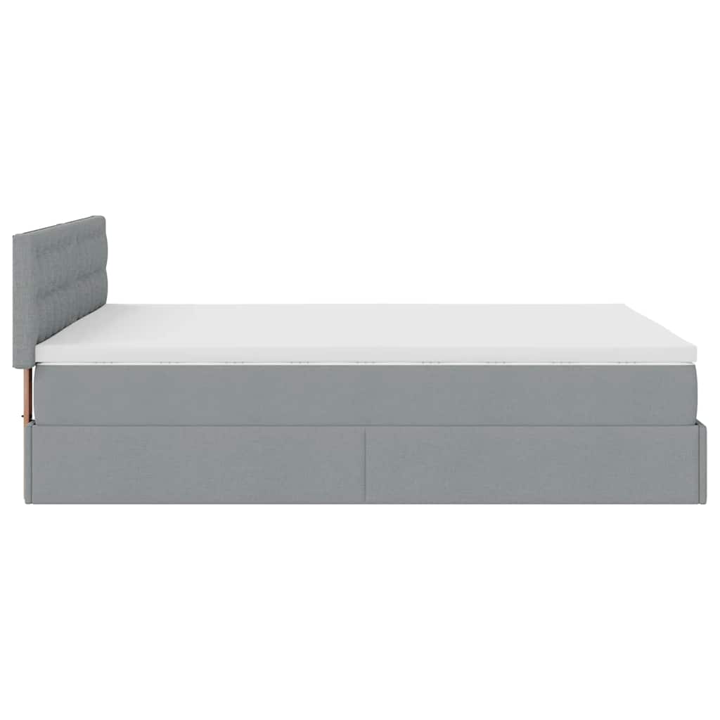 vidaXL Łóżko Ottoman z materacem i diodami LED Jasnoszary 140x190 cm