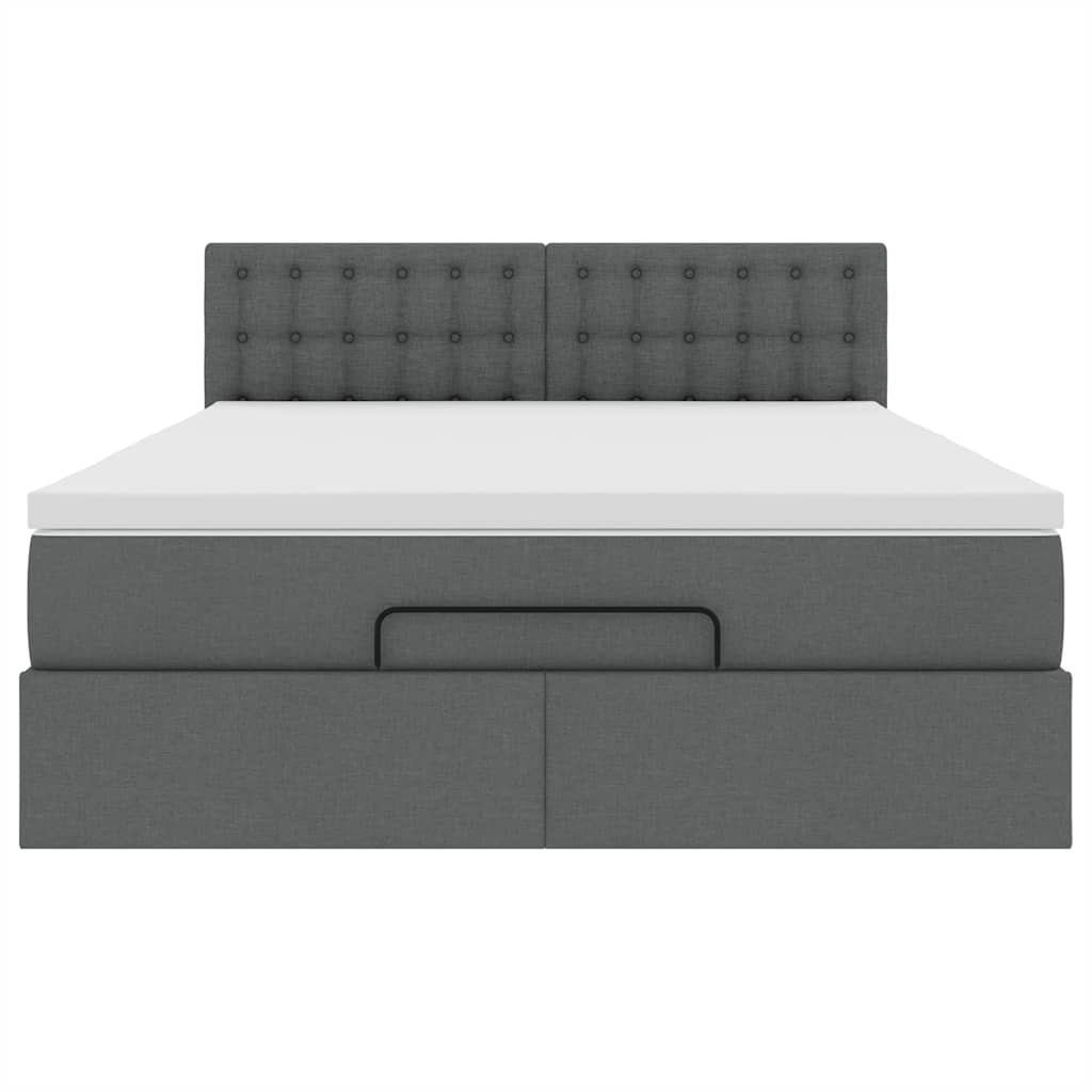 vidaXL Łóżko Ottoman z materacem i diodami LED Ciemnoszary 140x190 cm