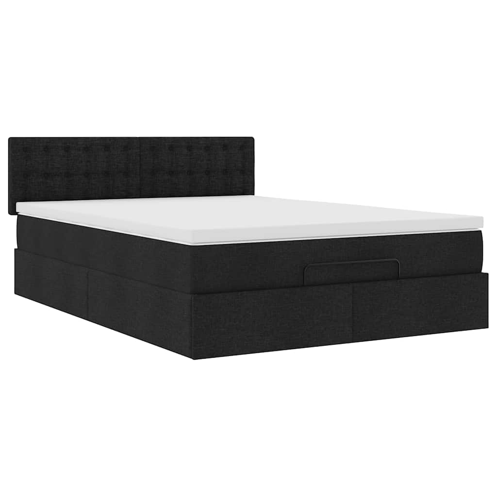 vidaXL Łóżko Ottoman z materacem i diodami LED Czarny 140x190 cm