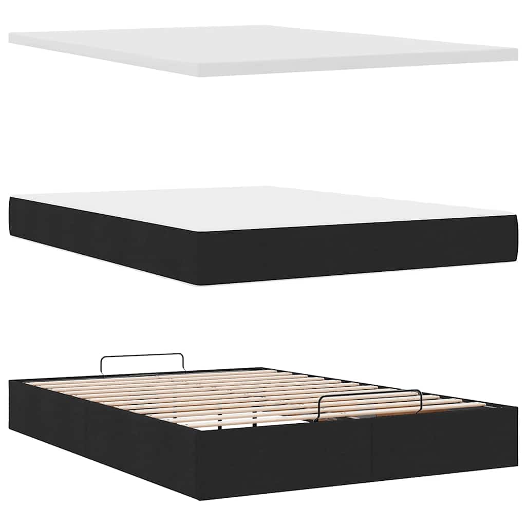 vidaXL Łóżko Ottoman z materacem i diodami LED Czarny 140x190 cm
