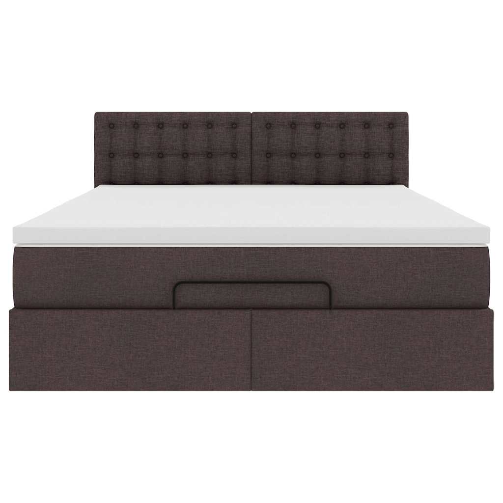 vidaXL Łóżko otomana z materacem diodami LED ciemnobrązowe 140x190 cm